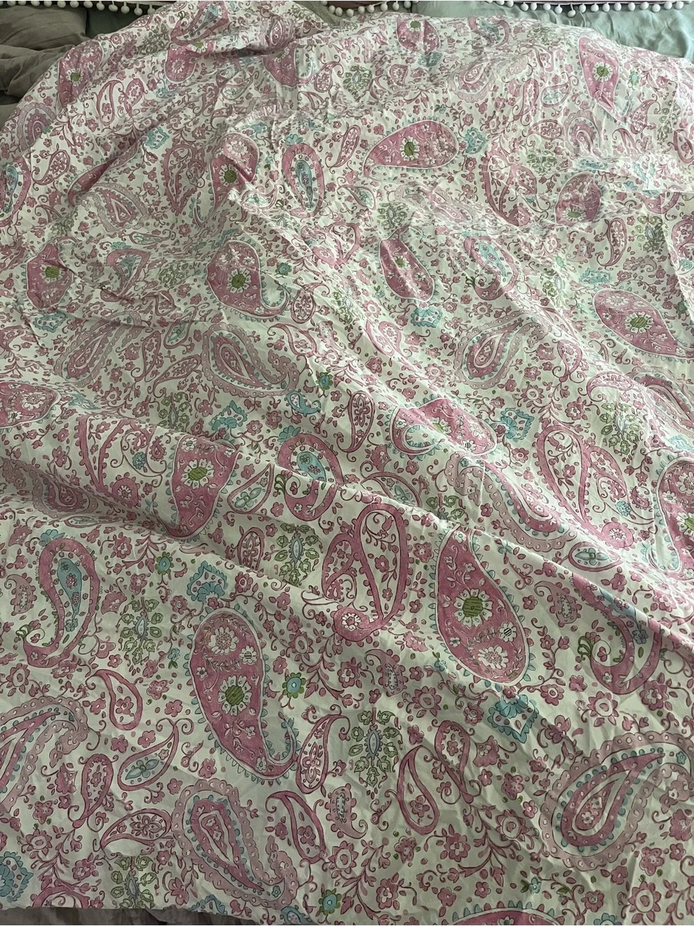 Pottery Barn Kids twin size Pink Paisley Cotton Duvet Cover